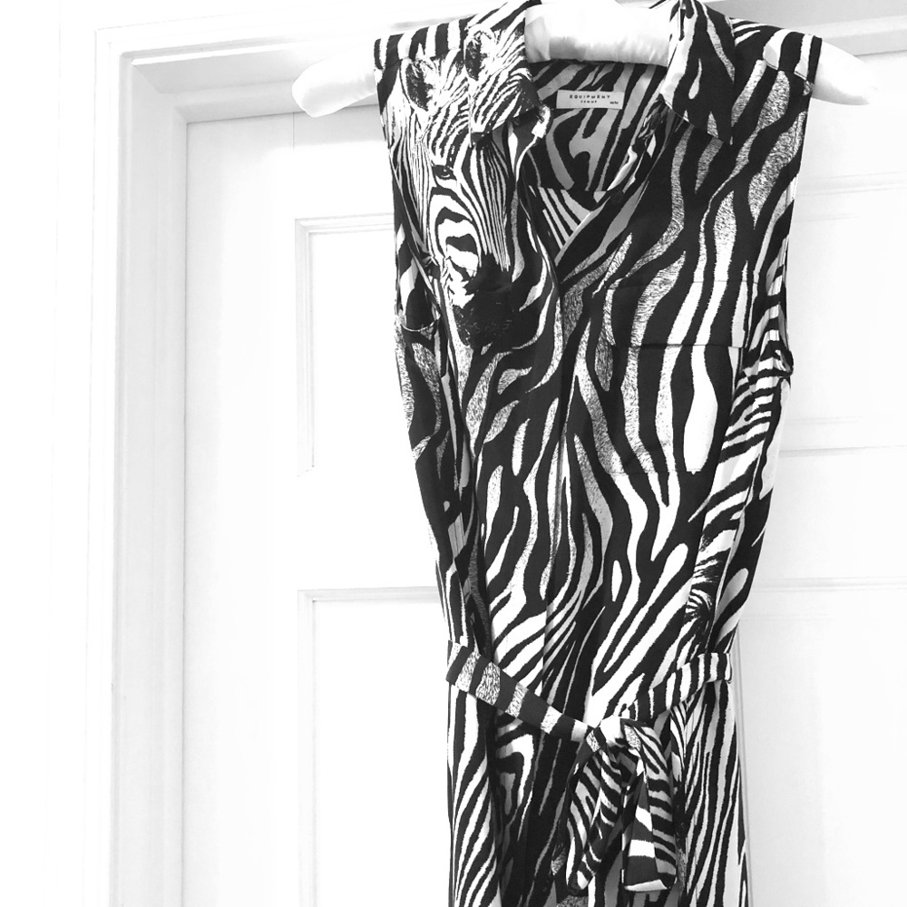 RARE! Equipment silk ZEBRA dress. 🦓👗